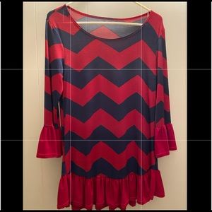 Adorable navy and red chevron tunic